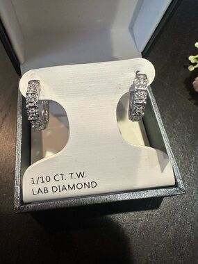 Kohl's Silver-Tone Lab Diamond Hoop Earrings